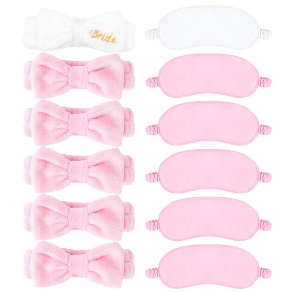 Accessories - 2812 12pcs/set Bow Spa Headbands & Eye Masks - Bachelorette Party Favors